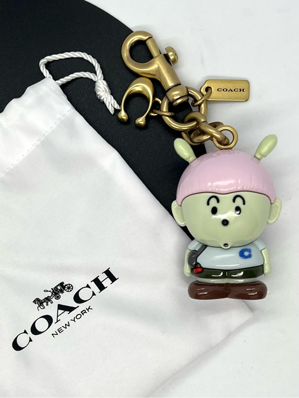 Coach RARE x Brain Dead Xerx Alien Vinyl Bag Charm Keychain CER44 Brass NWOT